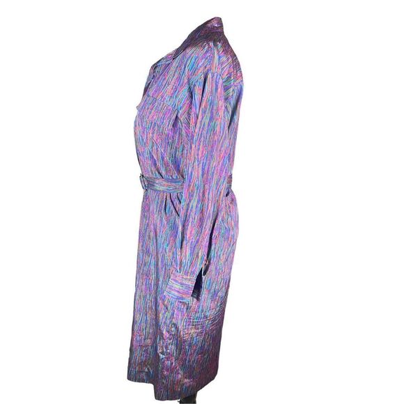 Vintage Schrader sport button down belted long sleeve shirt polyester dress 12 - Picture 2 of 4